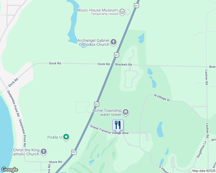map of restaurants, bars, coffee shops, grocery stores, and more near in Traverse City
