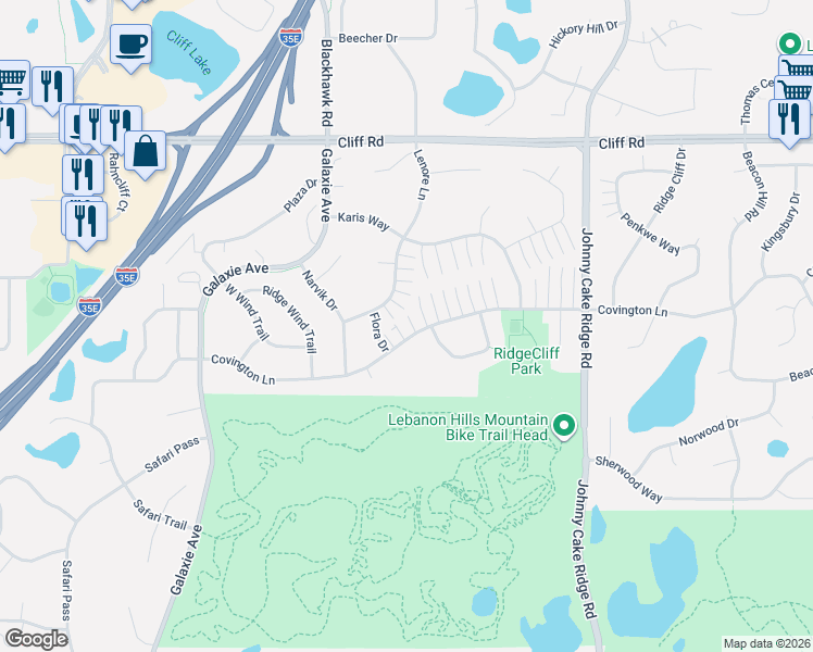 map of restaurants, bars, coffee shops, grocery stores, and more near 4708 Lenore Lane in Eagan