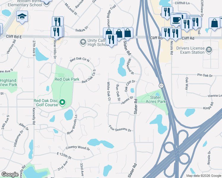 map of restaurants, bars, coffee shops, grocery stores, and more near 2256 Mahogany Way in Eagan