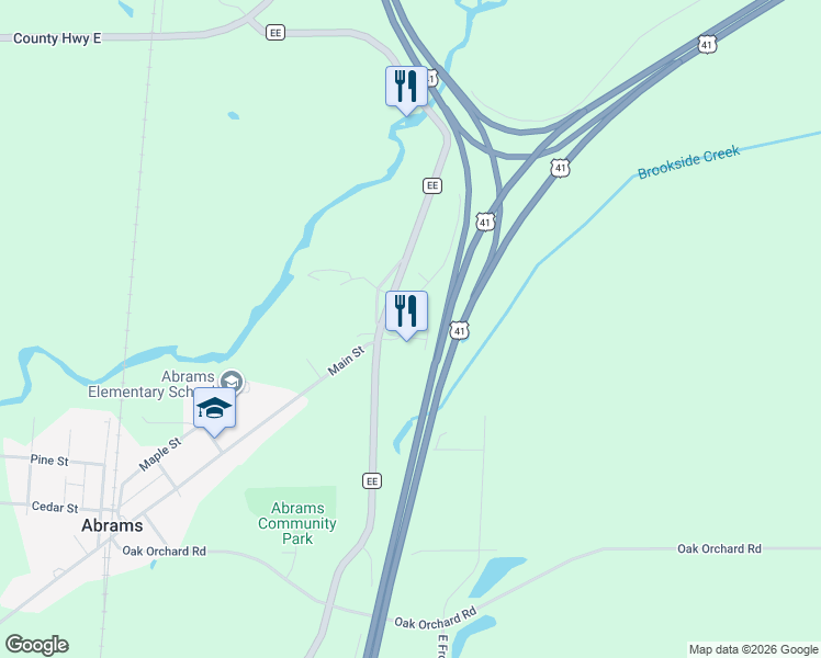 map of restaurants, bars, coffee shops, grocery stores, and more near 3109 Wiedenheft Lane in Abrams