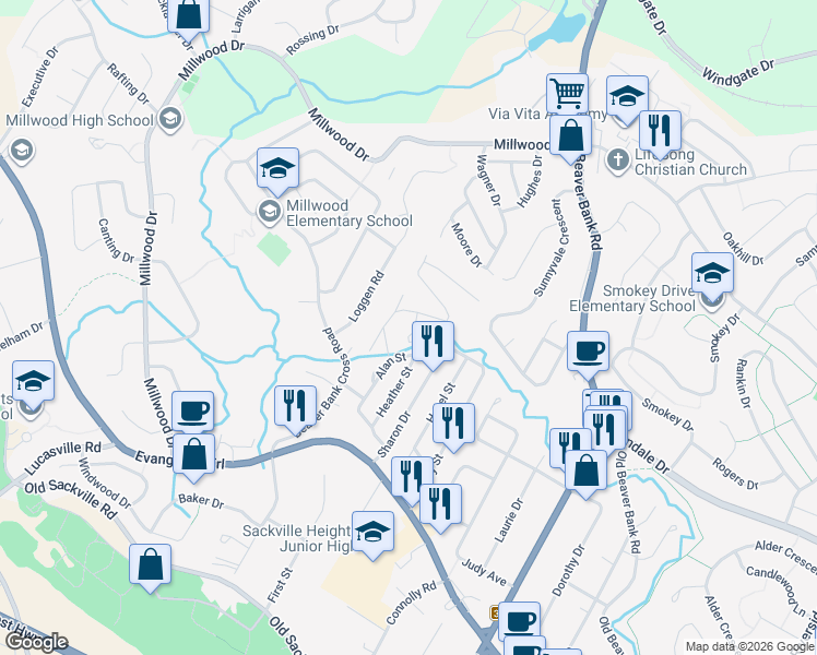 map of restaurants, bars, coffee shops, grocery stores, and more near 29 Brook Crescent in Middle Sackville