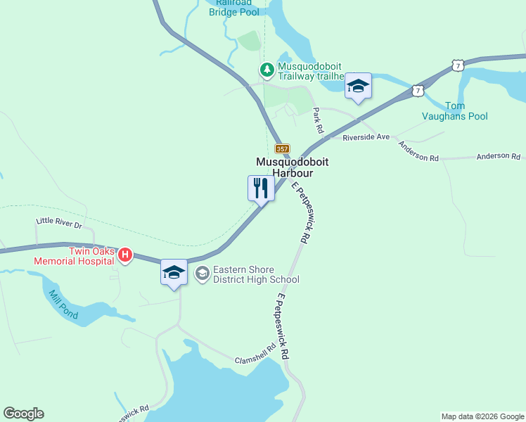 map of restaurants, bars, coffee shops, grocery stores, and more near 7886 Nova Scotia Trunk 7 in Musquodoboit Harbour