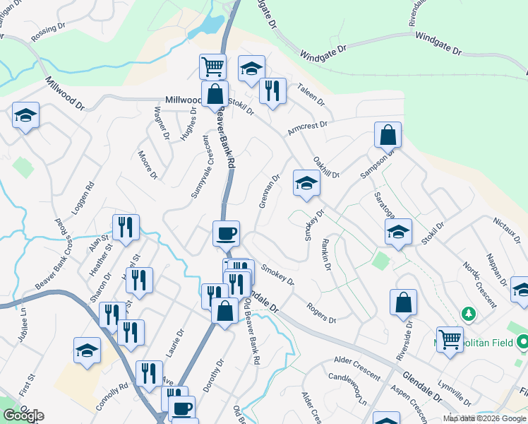 map of restaurants, bars, coffee shops, grocery stores, and more near 22 Grennan Drive in Lower Sackville