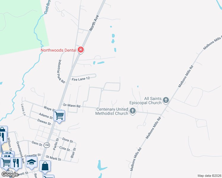 map of restaurants, bars, coffee shops, grocery stores, and more near 16 Pineland Circle in Skowhegan