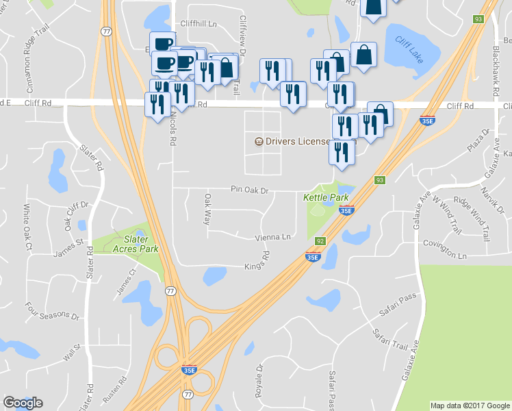 map of restaurants, bars, coffee shops, grocery stores, and more near 2063 Viburnum Trail in Eagan