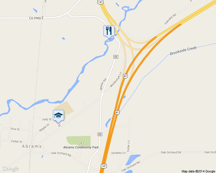 map of restaurants, bars, coffee shops, grocery stores, and more near 3109 Wiedenheft Lane in Abrams