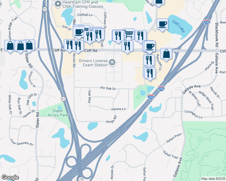 map of restaurants, bars, coffee shops, grocery stores, and more near 2063 Viburnum Trail in Eagan