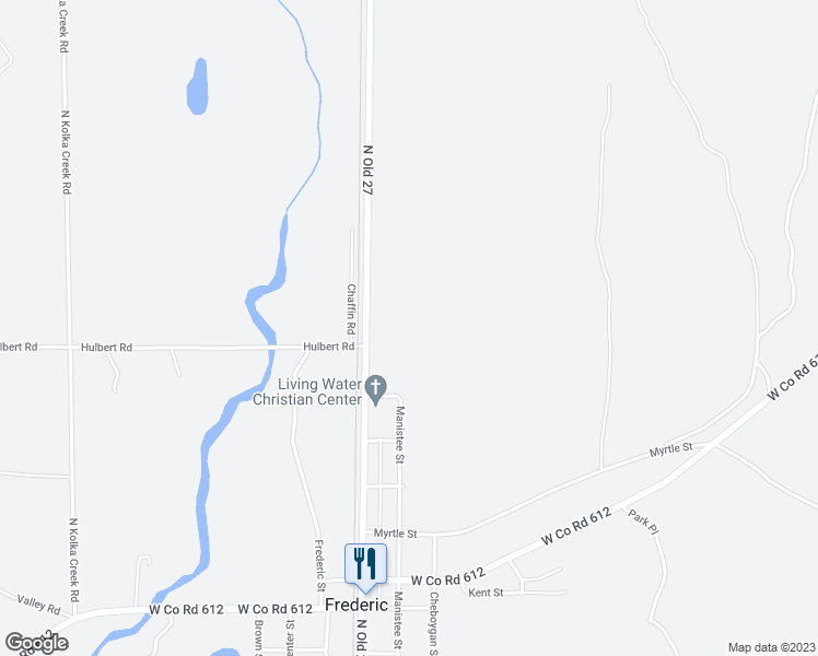 map of restaurants, bars, coffee shops, grocery stores, and more near in Frederic