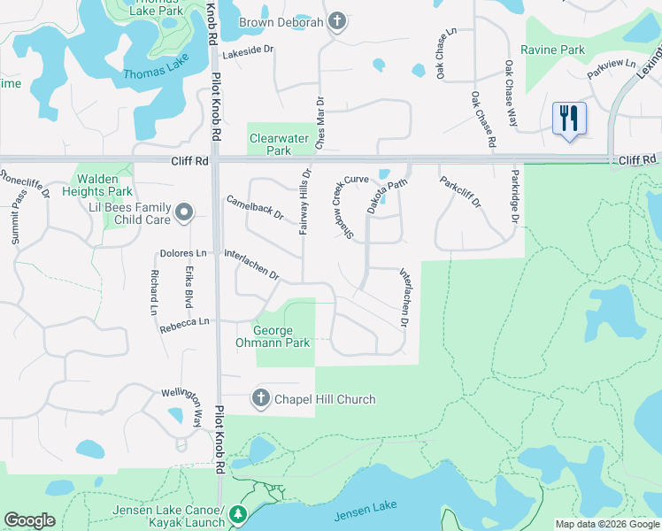map of restaurants, bars, coffee shops, grocery stores, and more near 4688 Fairway Hills Drive in Eagan
