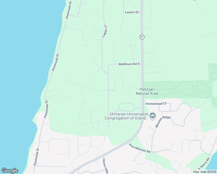 map of restaurants, bars, coffee shops, grocery stores, and more near 6920 Mathison Road South in Traverse City