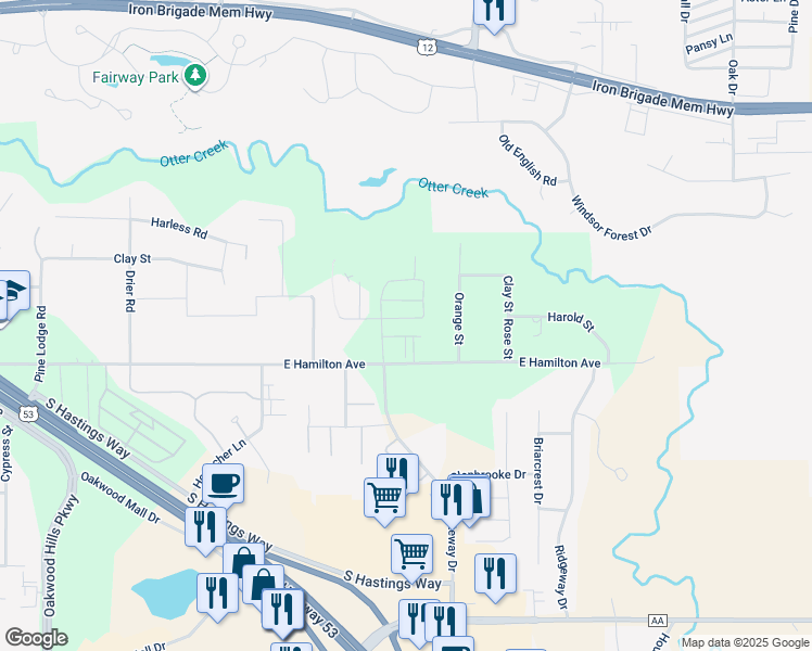 map of restaurants, bars, coffee shops, grocery stores, and more near 3265 Gateway Drive in Eau Claire