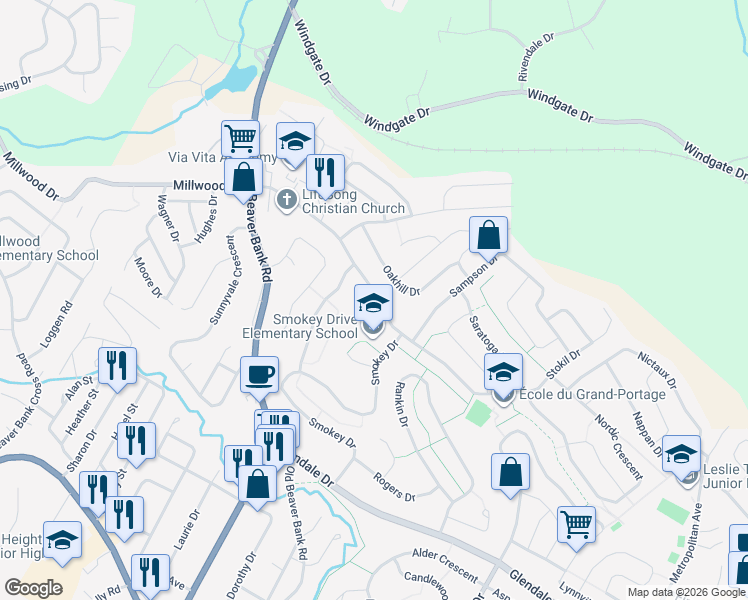 map of restaurants, bars, coffee shops, grocery stores, and more near 216 Stokil Drive in Lower Sackville