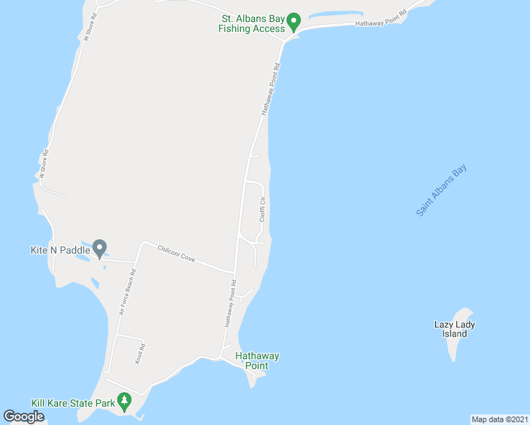 map of restaurants, bars, coffee shops, grocery stores, and more near 129 East Shore Drive in Saint Albans City