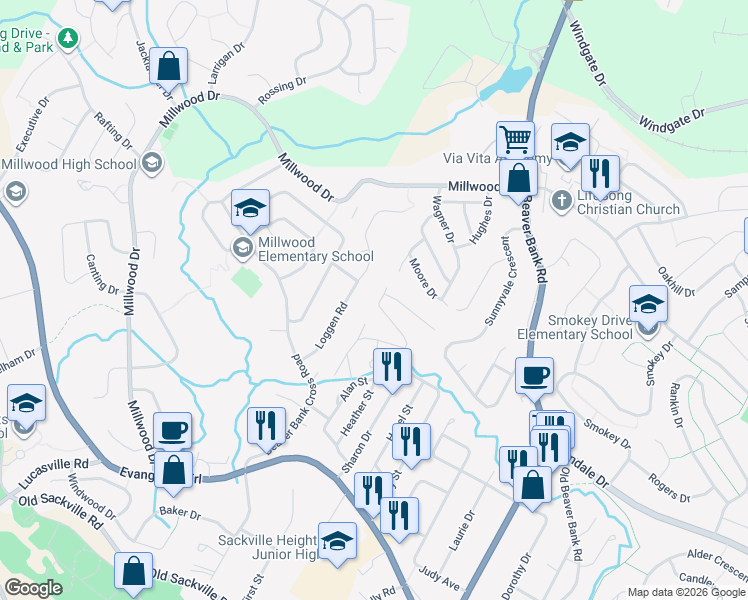map of restaurants, bars, coffee shops, grocery stores, and more near 88 Brook Street in Middle Sackville