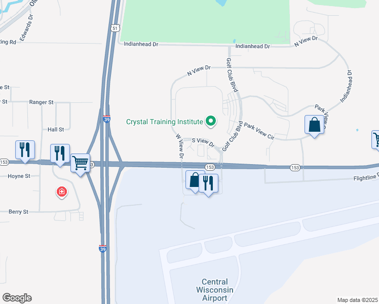 map of restaurants, bars, coffee shops, grocery stores, and more near 832 Wisconsin 153 in Mosinee