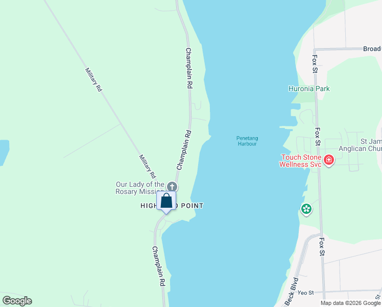 map of restaurants, bars, coffee shops, grocery stores, and more near 379 Champlain Road in Penetanguishene