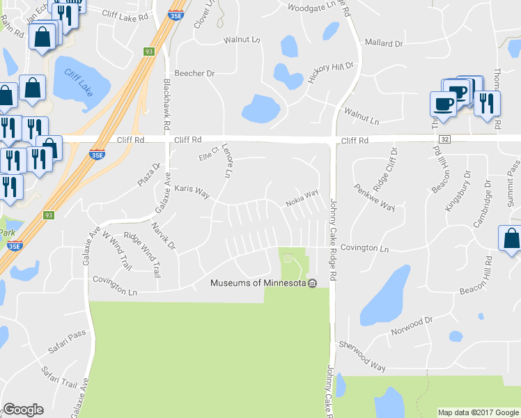 map of restaurants, bars, coffee shops, grocery stores, and more near 4672 Traverse Point in Eagan
