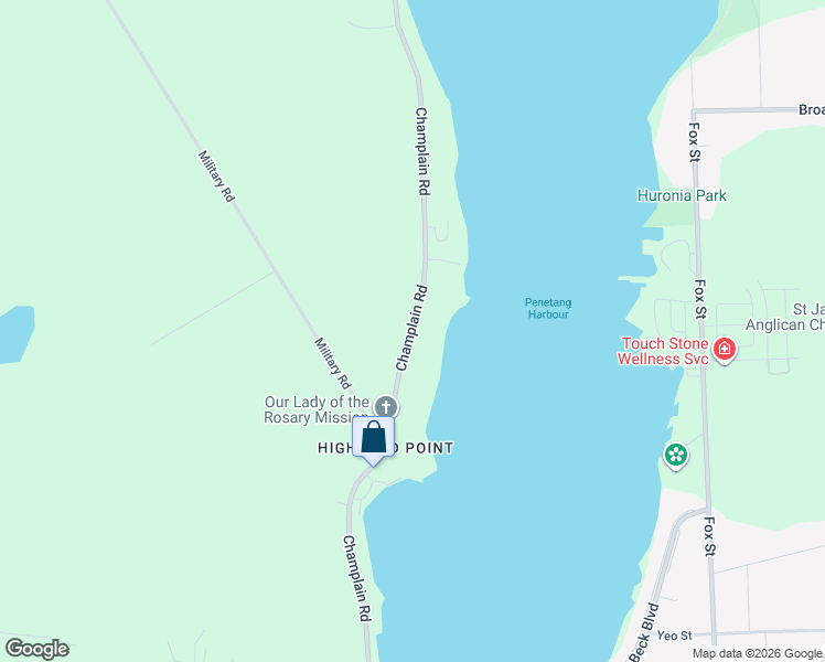 map of restaurants, bars, coffee shops, grocery stores, and more near 379 Champlain Road in Penetanguishene