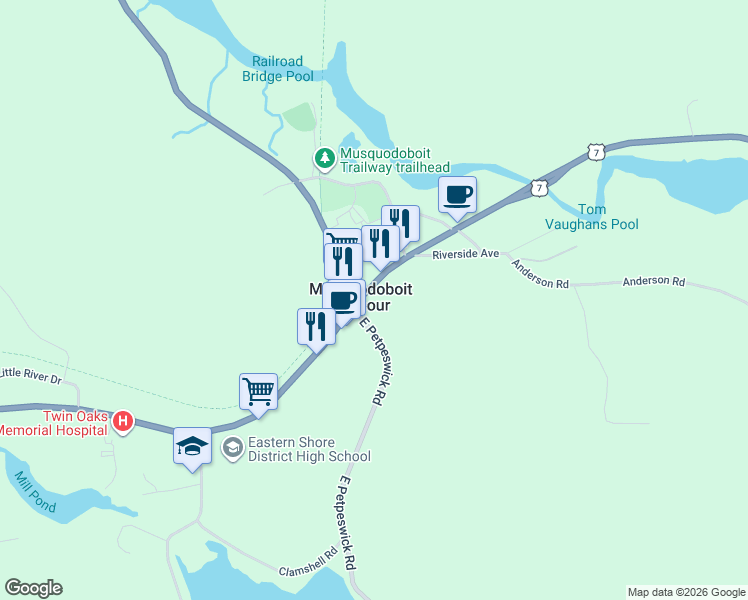 map of restaurants, bars, coffee shops, grocery stores, and more near 2 Nova Scotia 357 in Musquodoboit Harbour