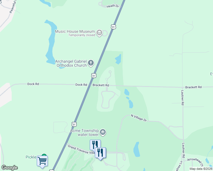 map of restaurants, bars, coffee shops, grocery stores, and more near 4672 Brackett Rd in Williamsburg