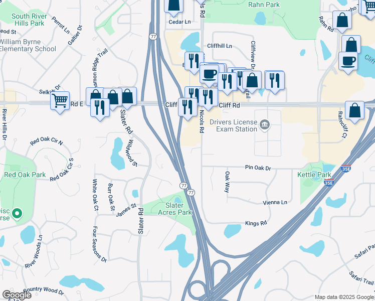 map of restaurants, bars, coffee shops, grocery stores, and more near 4681 Nicols Point in Eagan
