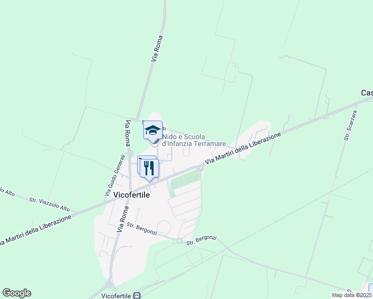 map of restaurants, bars, coffee shops, grocery stores, and more near 35 Via Reims in Vicofertile