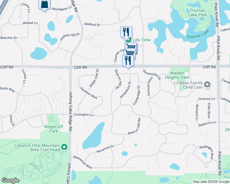 map of restaurants, bars, coffee shops, grocery stores, and more near 4658 Beacon Hill Road in Eagan