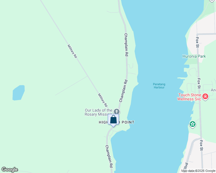 map of restaurants, bars, coffee shops, grocery stores, and more near 364 Champlain Road in Penetanguishene