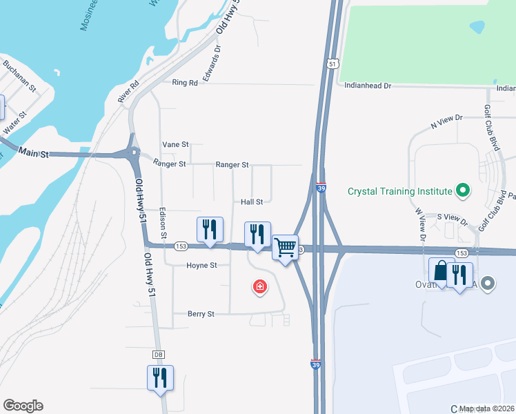 map of restaurants, bars, coffee shops, grocery stores, and more near 581 Florence Street in Mosinee