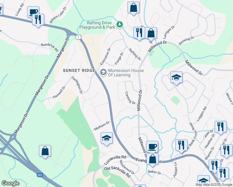 map of restaurants, bars, coffee shops, grocery stores, and more near 101 Lumberman Drive in Middle Sackville