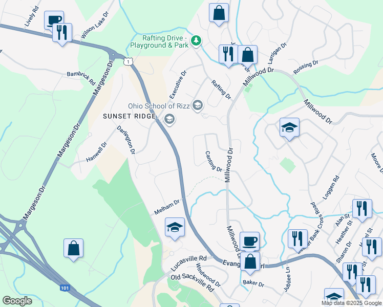 map of restaurants, bars, coffee shops, grocery stores, and more near 101 Lumberman Drive in Middle Sackville