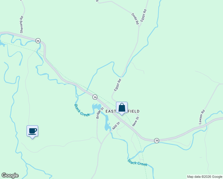 map of restaurants, bars, coffee shops, grocery stores, and more near 385 New Street in Fairfield