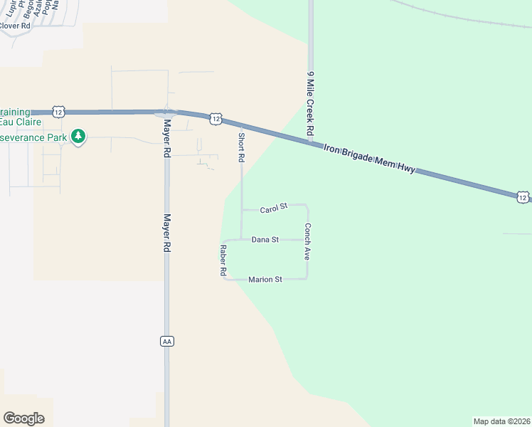 map of restaurants, bars, coffee shops, grocery stores, and more near 6632 Carol Street in Eau Claire