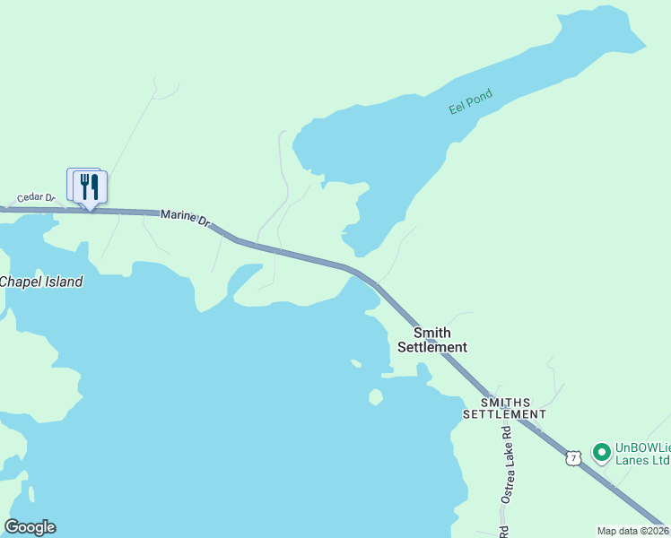 map of restaurants, bars, coffee shops, grocery stores, and more near 8628 Nova Scotia Trunk 7 in Musquodoboit Harbour
