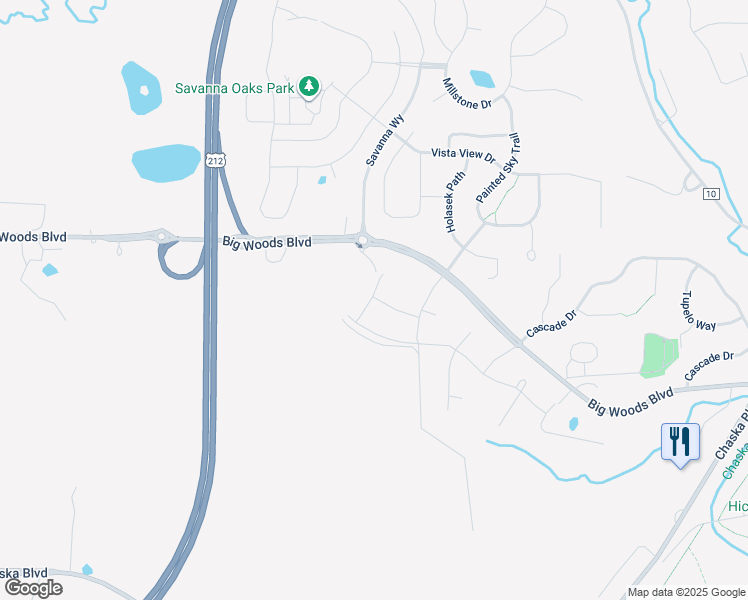 map of restaurants, bars, coffee shops, grocery stores, and more near 4245 Big Woods Boulevard in Chaska