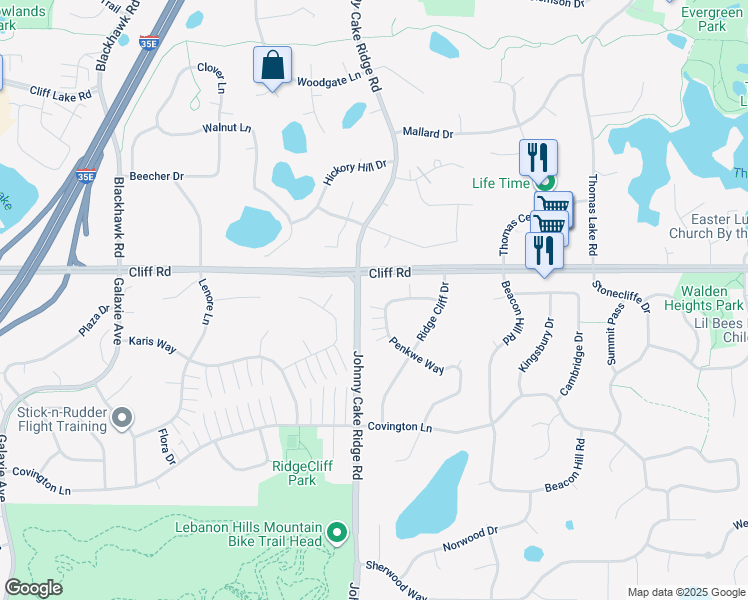 map of restaurants, bars, coffee shops, grocery stores, and more near 4625 1/2 Penkwe Way in Eagan