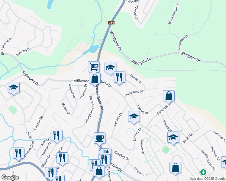 map of restaurants, bars, coffee shops, grocery stores, and more near 274 Stokil Drive in Lower Sackville