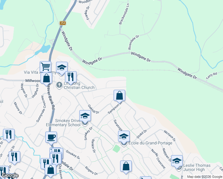 map of restaurants, bars, coffee shops, grocery stores, and more near 87 Armcrest Drive in Lower Sackville
