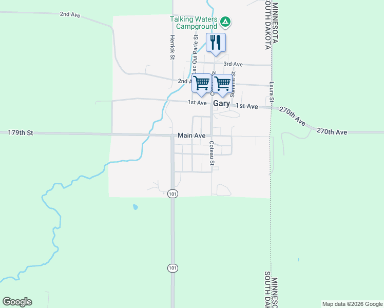 map of restaurants, bars, coffee shops, grocery stores, and more near 801 Lac Qui Parle Street in Gary