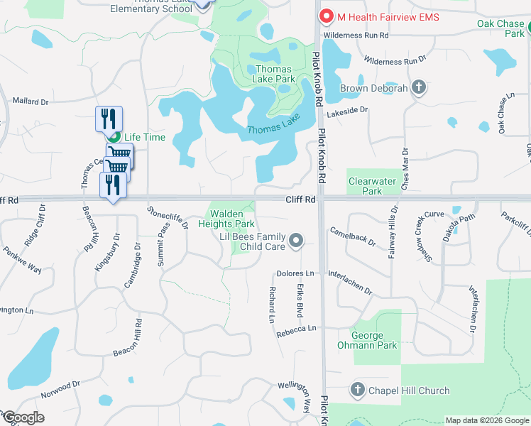 map of restaurants, bars, coffee shops, grocery stores, and more near 1471 Richards Court in Eagan