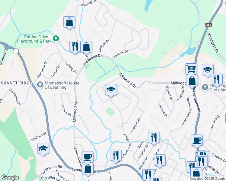 map of restaurants, bars, coffee shops, grocery stores, and more near 170 Waterwheel Crescent in Middle Sackville