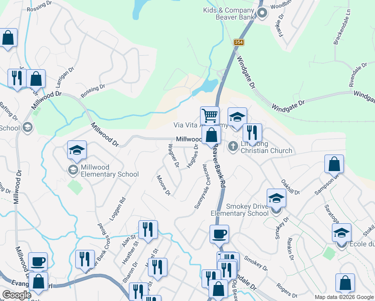 map of restaurants, bars, coffee shops, grocery stores, and more near 8 Yeadon Drive in Middle Sackville
