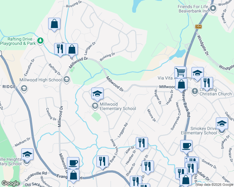 map of restaurants, bars, coffee shops, grocery stores, and more near 115 Waterwheel Crescent in Middle Sackville