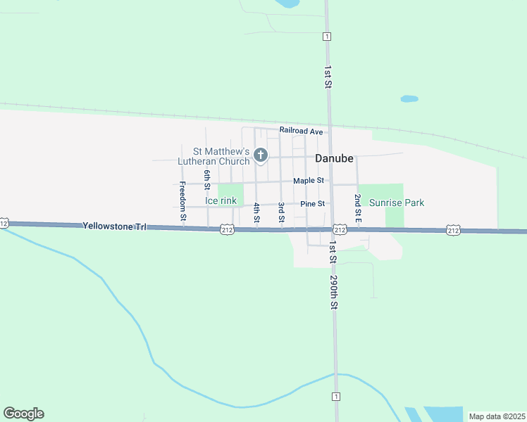 map of restaurants, bars, coffee shops, grocery stores, and more near 200 4th Street in Danube