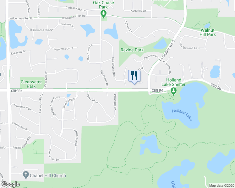 map of restaurants, bars, coffee shops, grocery stores, and more near 4695 Parkridge Drive in Eagan