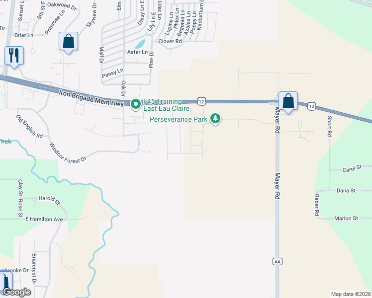 map of restaurants, bars, coffee shops, grocery stores, and more near 6007 U.S. 12 in Eau Claire