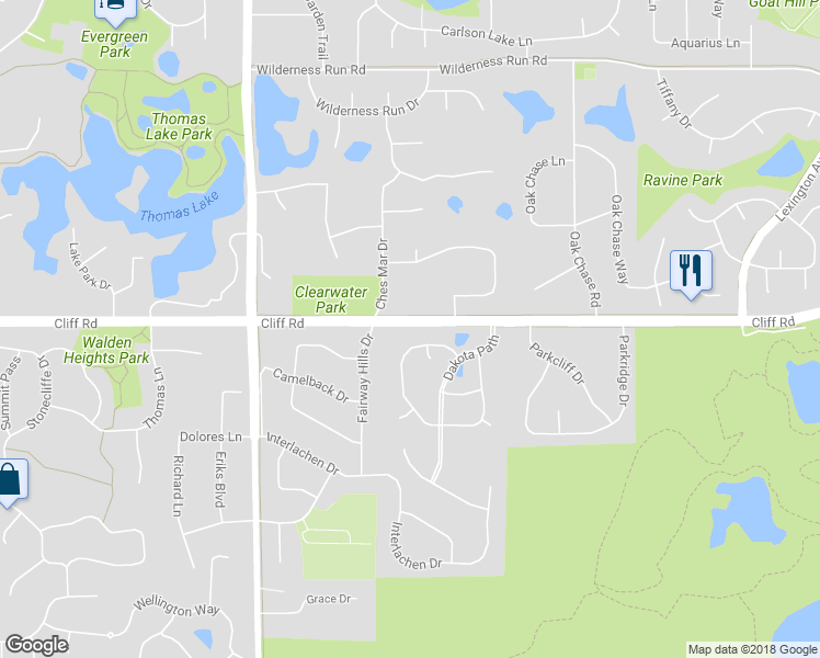 map of restaurants, bars, coffee shops, grocery stores, and more near 1290 Cliff Road in Eagan