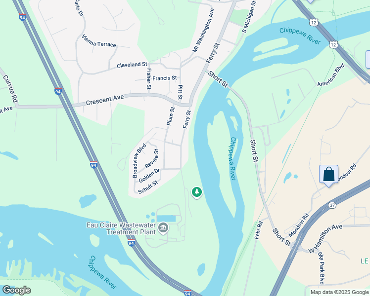 map of restaurants, bars, coffee shops, grocery stores, and more near 803 Ferry Street in Eau Claire