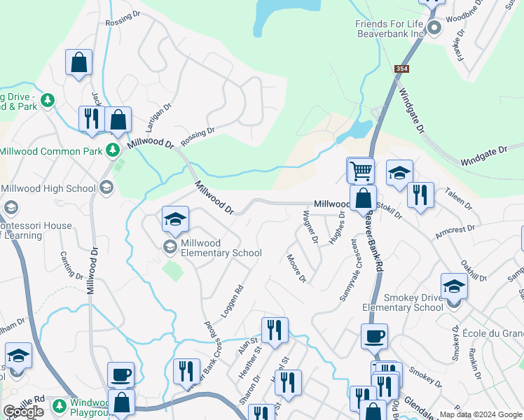 map of restaurants, bars, coffee shops, grocery stores, and more near 39 Crossroads Court in Middle Sackville