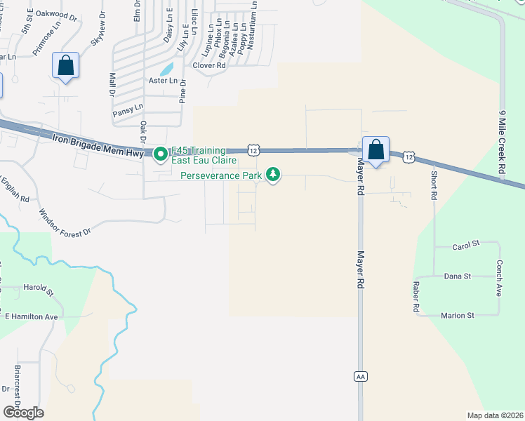 map of restaurants, bars, coffee shops, grocery stores, and more near 6007 U.S. 12 in Eau Claire